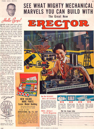 Gilbert Erector Set Advertisement (December 1935 Boys' Life) - Airplanes and Rockets