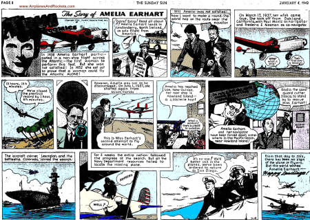 The Amelia Earhart Story Comic Strips: December 14, 1941 Baltimore Morning Sun - Airplanes and Rockets