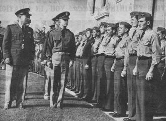 Major McGregor inspects a group of U.S. Army Flying Cadets - Airplanes and Rockets