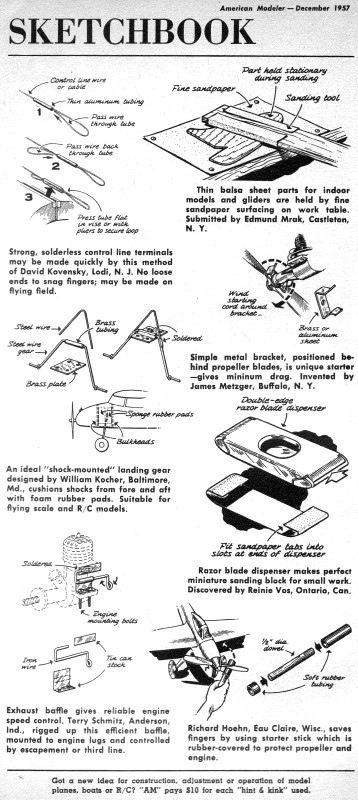 "Sketchbook" - December 1957 American Modeler - Airplanes and Rockets