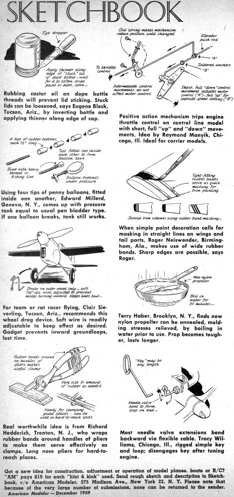 "Sketchbook" - December 1959 American Modeler - Airplanes and Rockets