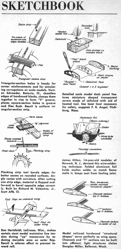 "Sketchbook" - November 1957 American Modeler - Airplanes and Rockets