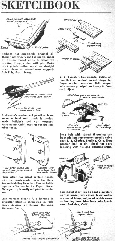 "Sketchbook" - September 1957 American Modeler - Airplanes and Rockets