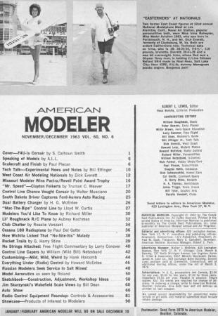 Table of Contents, November/December 1963 American Modeler - Airplanes and Rockets