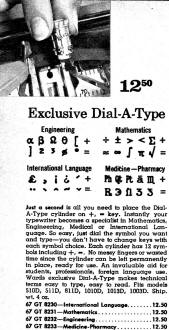 Dial-A-Type Engineering Typewriter Type Bar from the 1969 Montgomery Ward Christmas Catalog - Airplanes and Rockets