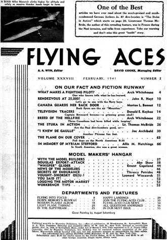Table of Contents for February 1941 Flying Aces - Airplanes and Rockets