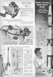 Saturn V & Visible V-8 Engine in Sears 1969 Christmas Wish Book - Airplanes and Rockets