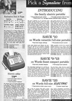 Signature Electric Typewriter & Adding Machine from the 1969 Montgomery Ward Christmas Catalog - Airplanes and Rockets