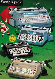 Signature Electric Typewriters from the 1969 Montgomery Ward Christmas Catalog - Airplanes and Rockets