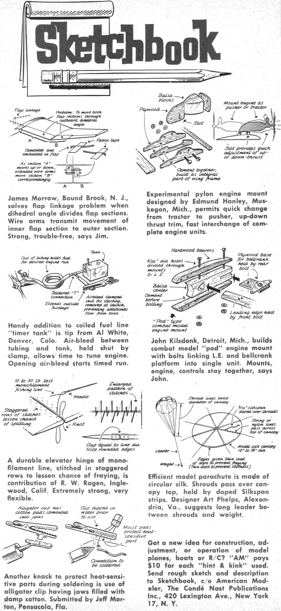 Sketchbook form May/June 1963 American Modeler - Airplanes and Rockets