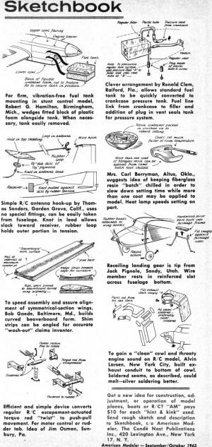 Sketchbook from September 1962 American Modeler Magazine - Airplanes and Rockets