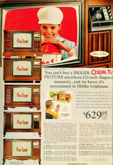 Color Television Sets from the 1969 Sears Christmas Wish Book - Airplanes and Rockets