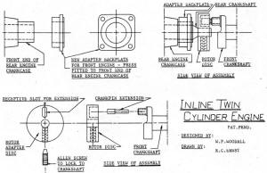 Inline Twin Cylinder Engine Mechanical Drawing - Airplanes and Rockets