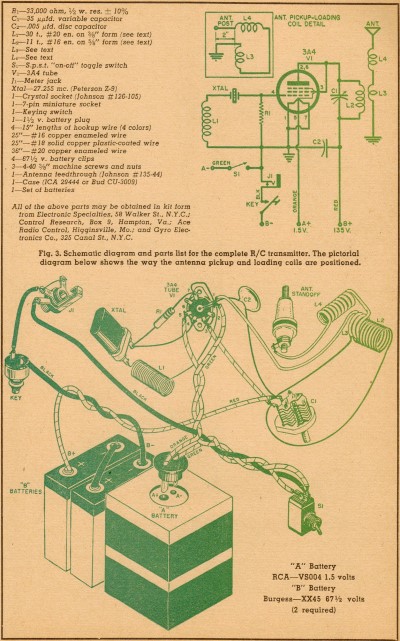 Schematic & Wiring Diagram, The Lorenz Transmitter, December 1954 Popular Electronics - Airplanes and Rockets