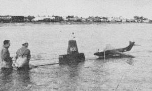 Scale models of a submarine and jet seaplane were built to evaluate the production possibilities of the proposed airplane - Airplanes and Rockets