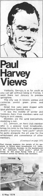 Paul Harvey Views column in American Aircraft Modeler, May 1974
