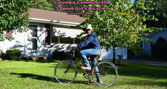 Supermodel Melanie on Her Newly Restored Columbia Commuter III 3-Speed Girl's Bicycle - Airplanes and Rockets
