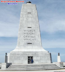 Wright Brothers National Memorial: Stone monument front - Airplanes and Rockets