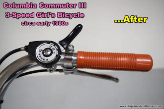 Columbia Commuter III (cleaned-up shifter lever and hand brake) 3-Speed Girl's Bicycle Restoration - Airplanes and Rockets