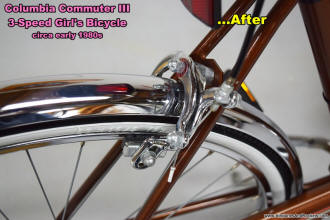 Columbia Commuter III (rear caliper brakes all cleaned up) 3-Speed Girl's Bicycle Restoration - Airplanes and Rockets