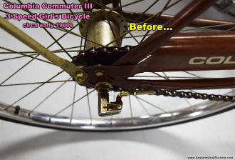 Columbia Commuter III (rear wheel hub) 3-Speed Girl's Bicycle Restoration - Airplanes and Rockets