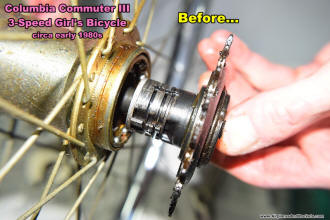 Columbia Commuter III (Shimano gear hub 9) 3-Speed Girl's Bicycle Restoration - Airplanes and Rockets