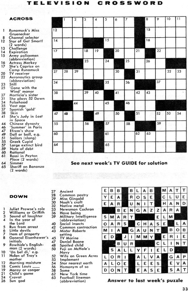 Tv Guide Crossword Puzzles Free Printable Crossword Puzzles