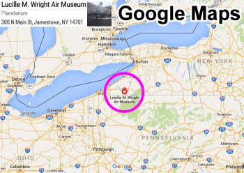 Google Map to the Lucile M. Wright Air Museum - Airplanes and Rockets