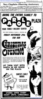 Parole Plaza Advertisement in Evening Capital newspaper for Santa's Workshop (November 25, 1968) - Airplanes and Rockets