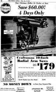 Sears Roebuck Advertisement in Evening Capital newspaper - December 18, 1968