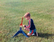 Philip preparing his Estes Alpha for a launch in Smithsburg, MD (c.1993) - Airplanes and Rockets