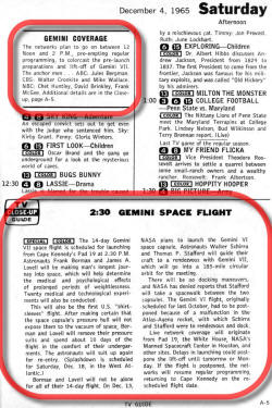 Gemini VII Launch Announcement from December 4, 1965 TV Guide - Airplanes and Rockets