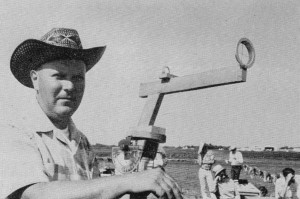 Dr. William Perendy with highly successful device used at 1967 NARAM-9 for calculating the peak altitude of a model flight - Airplanes and Rockets
