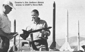 Coaster's Jim Jackson shows wares to USAF's Dave Bell - Airplanes and Rockets