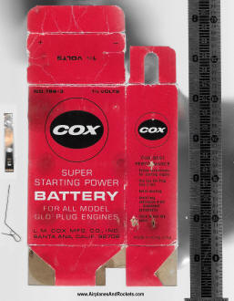 Cox 789-3, 1½-Volt Starting Battery Box, Flattened (side 1) - Airplanes and Rockets