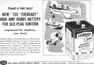 Eveready Battery Ad in the August 1961 American Modeler - Airplanes and Rockets