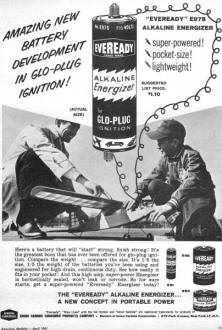 Eveready Battery Ad in the April 1961 American Modeler - Airplanes and Rockets