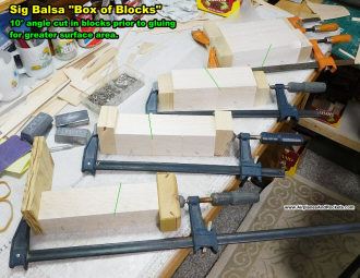 Balsa block sections glued and clamped - Airplanes and Rockets