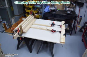 Antique dining room table (Gluing & clamping leaf pieces to plywood substrate) - Airplanes and Rockets