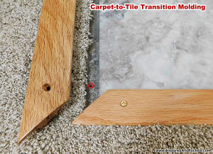 Oak carpet-to-tile transition molding (mitered corners) - Airplanes and Rockets
