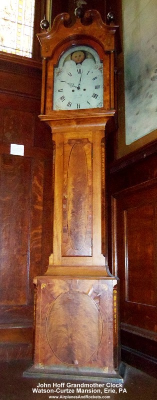 John Hoff Grandmother Clock in the Watson-Curtze Mansion, Erie, PA - Airplanes and Rockets