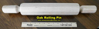 Oak Rolling Pin (unfinished) Turned on Craftsman Wood Lathe - Airplanes and Rockets