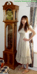 Supermodel Melanie with my Lorraine Grandmother Clock built from Clockit plans, August 2013 - Airplanes and Rockets