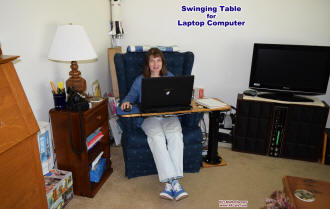 Swinging table top for notebook computer in working position - RF Cafe
