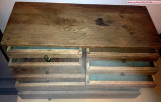 Oak Tool Chest Restoration original, drawers opened) - Airplanes and Rockets