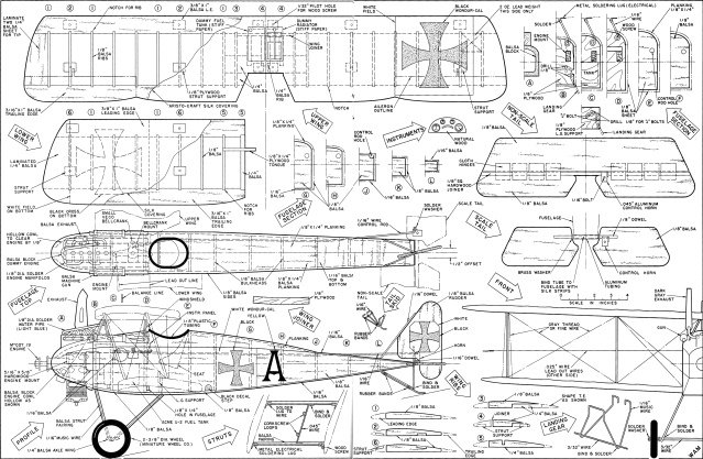 Halberstadt D-II Plans from January 1968 American Aircraft Modeler - Airplanes and Rockets