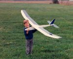Philip holding my Great Planes 2-Meter Spirit in Smithsburg, MD (c.1993) - Airplanes and Rockets