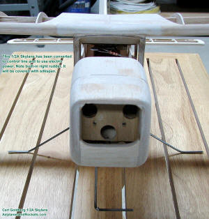 Front View, Carl Goldberg 1/2A Skylane configured for electric power and control-line flying - Airplanes and Rockets