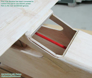 Wing / Cabin Interface (rear), Carl Goldberg 1/2A Skylane configured for electric power and control-line flying - Airplanes and Rockets