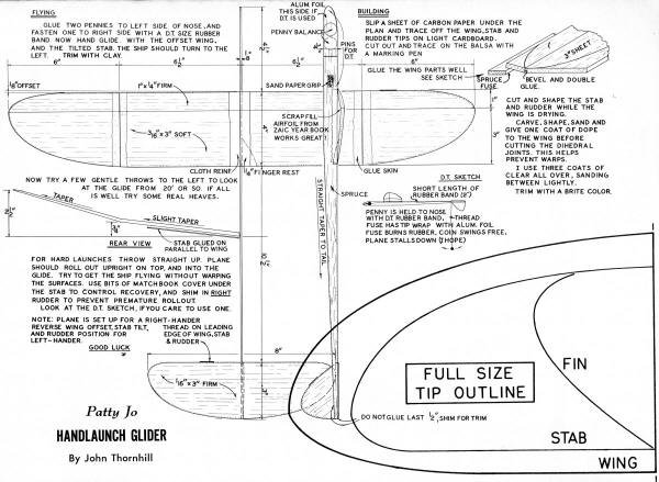 Patty Jo Plans from March 1969 American Aircraft Modeler - Airplanes and Rockets